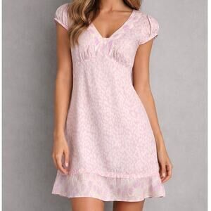 United Colors of Benetton Pink Babydoll Dress Women XS Coquette Mini Soft Girl